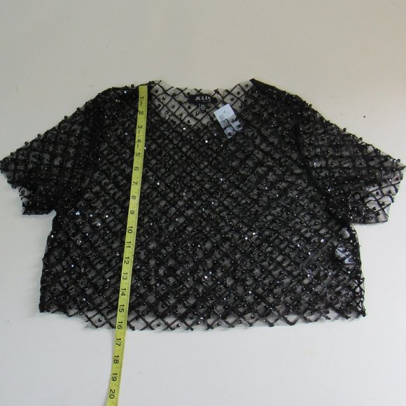 Julia By love J Short Sleeve Sheer Embellished Mesh Crop Top Juniors Size XL - Picture 3 of 4